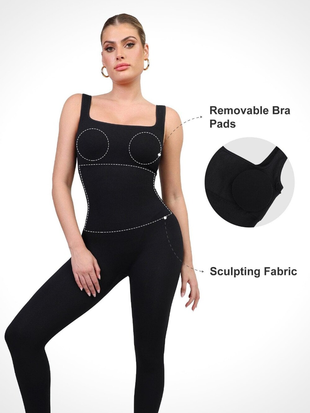 Seamless Sculpting Jumpsuit Bodysuit - Black BRXL Popilush Size Large
